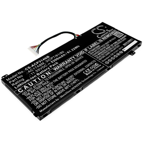 Acer SF314-52,TravelMate X3410-M; P/N:3ICP7/61/80,AC17A8M Battery