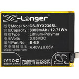 New 3300mAh Battery for BBK V1809,V1809A,V1809T,VIVO X23,VIVO X23 Dual SIM,VIVO X23 Dual SIM TD-LTE; P/N:B-E9