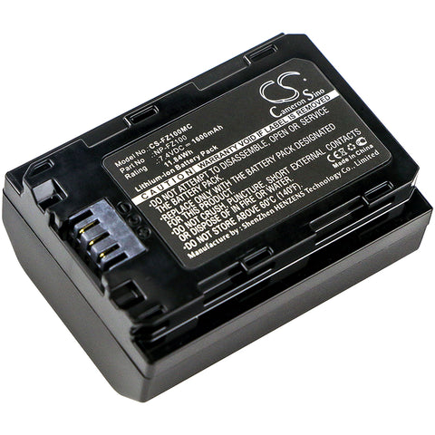Sony A7 Mark 3,A7R Mark 3,Alpha a7 III,Alpha a7R III,Alpha A9,ILCE-7M3,ILCE-7M3K,ILCE-7RM3; P/N:NP-FZ100 Battery