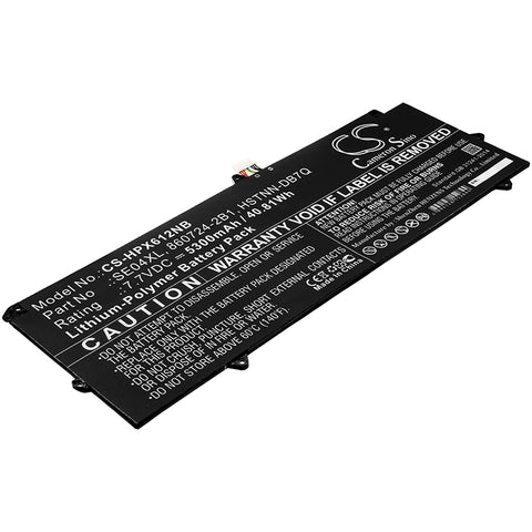 HP Pro Tablet x2 612 G2; P/N:860708-855,860724-2B1,860724-2C1,HSTNN-DB7Q,SE04XL Battery