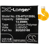 New 3400mAh Battery for HTC Exodus 1,Exodus 1 Global,Exodus 1 Global Dual SIM,U12 Plus,U12+; P/N:35H00278-00M,B2Q55100