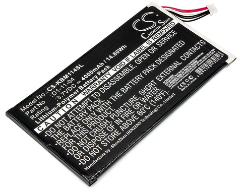 Kobo K080-KDN-B,Vox; P/N:D1-11-04 Battery