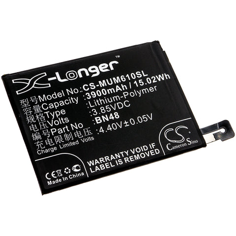 Xiaomi M1806E7TC,M1806E7TE,M1806E7TG,M1806E7TH,MZB6876IN,MZB6877IN,MZB6878IN,MZB6879IN,MZB6880IN,MZB6881IN,MZB6882IN,MZB6883IN,Note 6 Pro Dual SIM,Note 6 Pro Global,Note 6 Pro Global Dual SIM,Redmi Note 6 Pro; P/N:BN48 Battery
