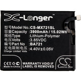 New 3900mAh Battery for MeiZu M5 Note,M5 Note Global Dual SIM,M5 Note Global Dual SIM TD-LTE,M721C,M721L,M721M,M721Q; P/N:BA721