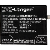 New 3400mAh Battery for MeiZu 15 Plus,15 Plus Dual SIM,15 Plus Dual SIM TD-LTE,M891Q; P/N:BA891