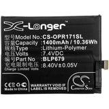 New 1400mAh Battery for OPPO 1877,CPH1877,R17 Pro,RX17 Pro; P/N:BLP679