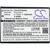 New 1200mAh Battery for Alcatel One Touch Go Flip,OT-4043S,OT-4044T; P/N:TLi013C1
