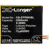 New 2500mAh Battery for Alcatel One Touch Pixi 4 6.0,One Touch Pixi 4 6.0 3G,OT-8050D,OT-9001A,OT-9001X,Pixi 4 6.0; P/N:TLp025DC