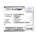 New 1500mAh Battery for ZTE 602ZT,A521,BA520,BA603,Blade A520,Blade A520C,Blade A520C Dual SIM,Blade A520C Dual SIM LTE,Blade A521,Blade A603,Blade E02; P/N:Li3824T44P4H716043