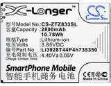 New 2800mAh Battery for ZTE Avid Trio,Q802T,Z833,Z836BL,Z837VL,ZFIVE 2; P/N:Li3928T44P4h735350