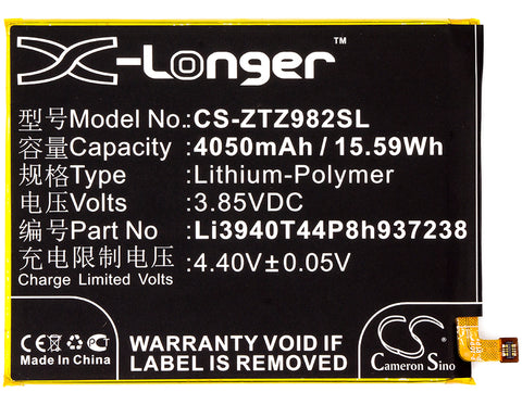4050mAh / 15.59Wh Replacement battery for ZTE Blade Z Max,Z982
